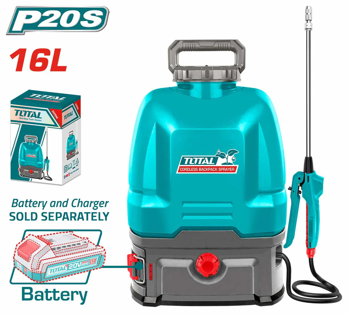 TOTAL TSPLI2016 20V Cordless Paint Spray Gun with 800ml Container and Viscosity Cup